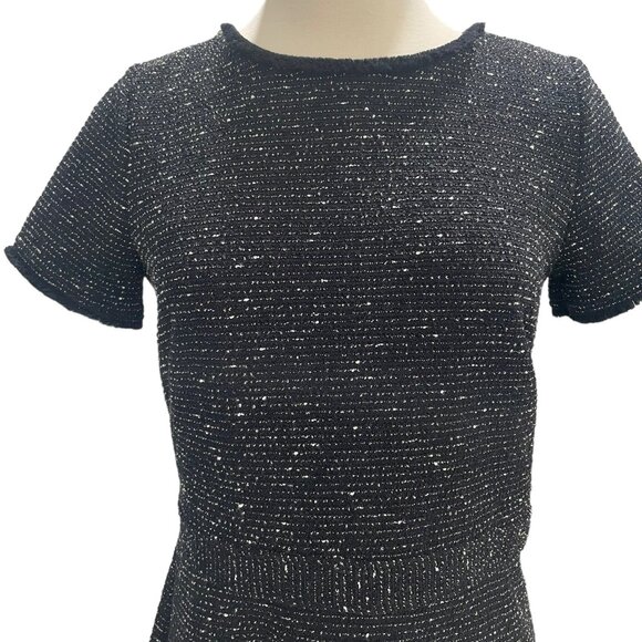 LOFT Black Glitter Knit Fit & Flare Dress Sz 6 Short Party Sparkly Holiday Chic - Picture 8 of 11